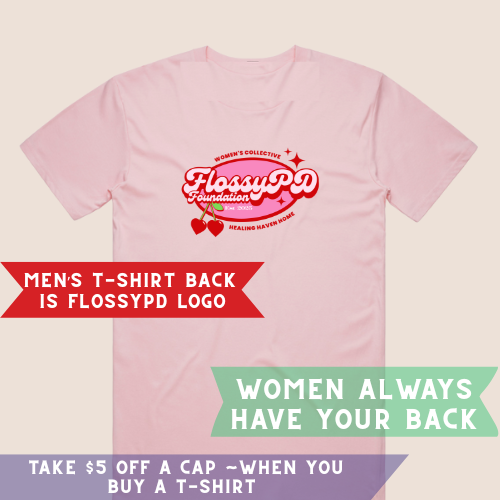 MEN'S T-SHIRT ~ IAM (front print) on Pale Pink soft fall T-Shirt - FlossyPD Logo (on reverse)